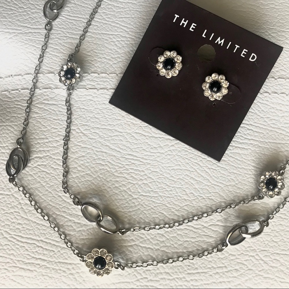 The Limited Crystal Flower Necklace/Earring Set